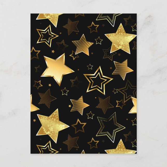 Seamless pattern with Golden Stars Invitation Postcard (Front)