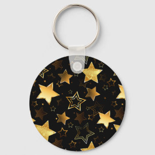 Seamless pattern with Golden Stars Key Ring