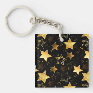 Seamless pattern with Golden Stars Key Ring