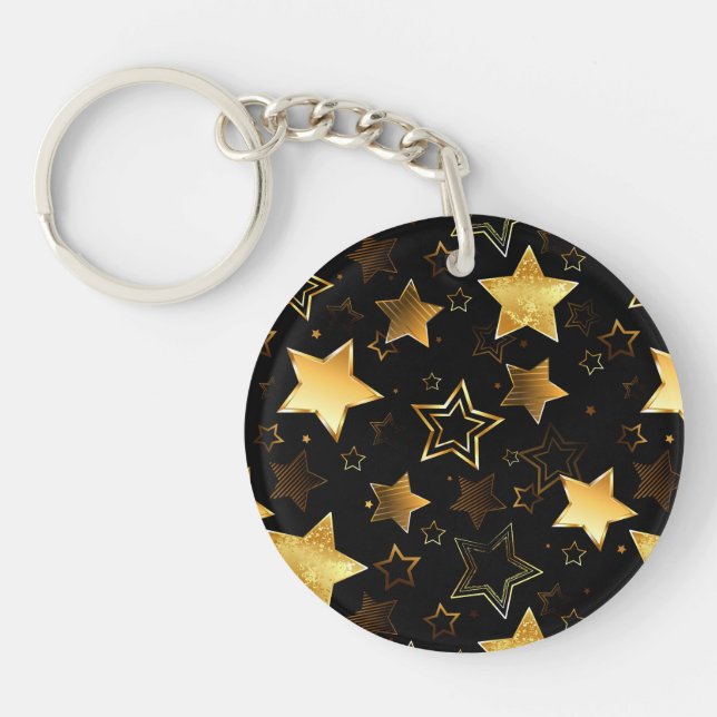 Seamless pattern with Golden Stars Key Ring (Front)