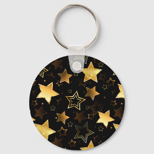 Seamless pattern with Golden Stars Key Ring (Front)