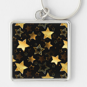 Seamless pattern with Golden Stars Key Ring