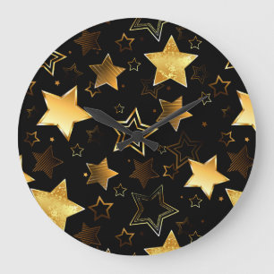 Seamless pattern with Golden Stars Large Clock
