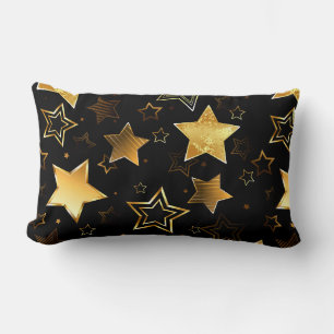 Seamless pattern with Golden Stars Lumbar Cushion