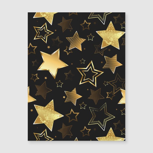 Seamless pattern with Golden Stars Magnetic Invitation (Front)