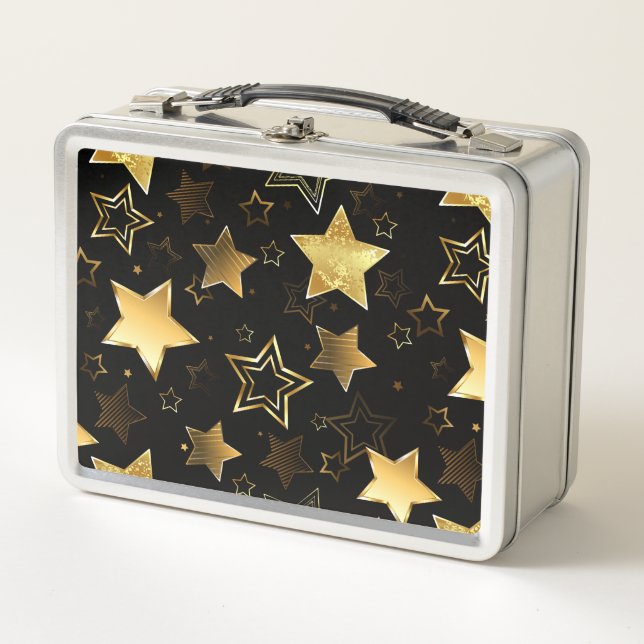 Seamless pattern with Golden Stars Metal Lunch Box (Front)