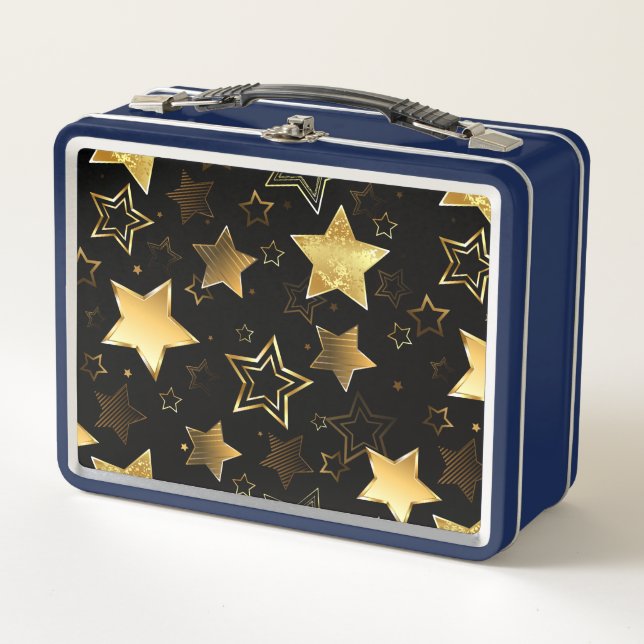 Seamless pattern with Golden Stars Metal Lunch Box (Front)