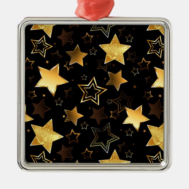Seamless pattern with Golden Stars Metal Tree Decoration (Front)