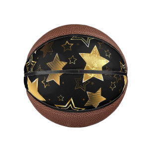 Seamless pattern with Golden Stars Mini Basketball