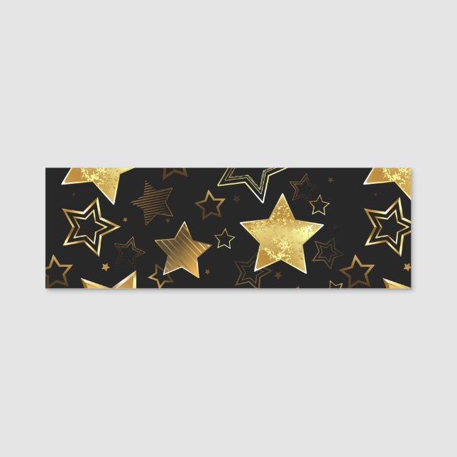 Seamless pattern with Golden Stars Name Tag (Front)