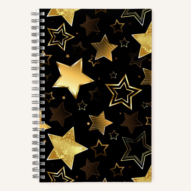 Seamless pattern with Golden Stars Notebook (Front)