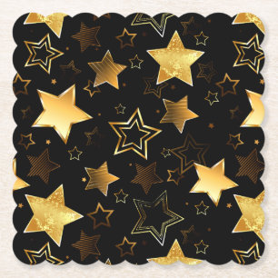 Seamless pattern with Golden Stars Paper Coaster