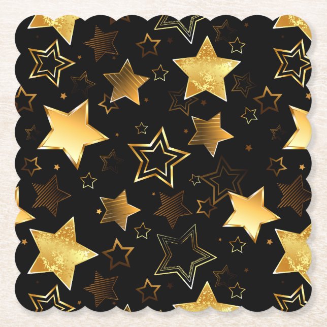 Seamless pattern with Golden Stars Paper Coaster (Front)
