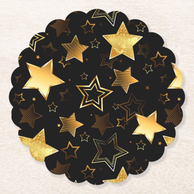 Seamless pattern with Golden Stars Paper Coaster (Front)