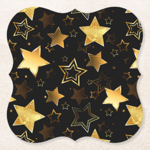 Seamless pattern with Golden Stars Paper Coaster