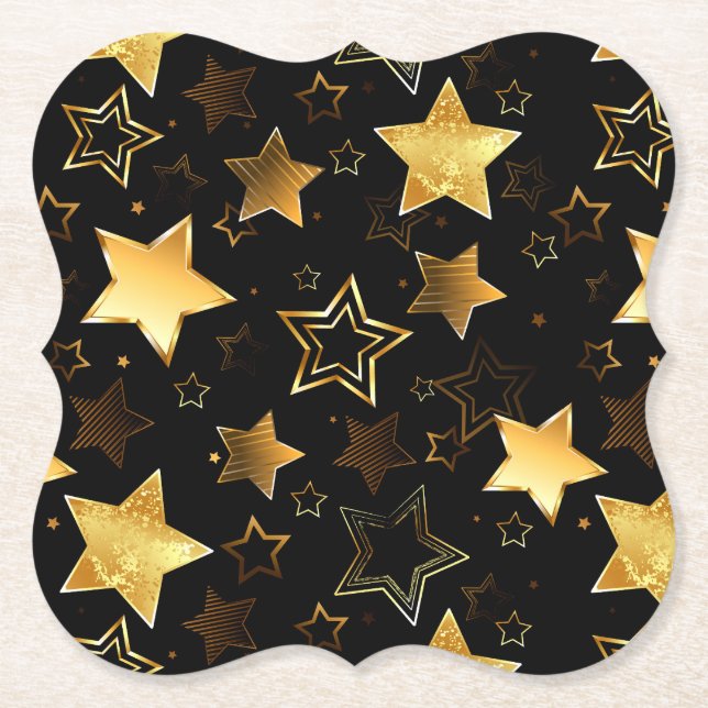 Seamless pattern with Golden Stars Paper Coaster (Front)
