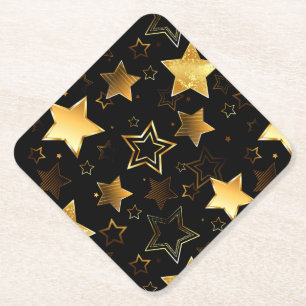 Seamless pattern with Golden Stars Paper Coaster