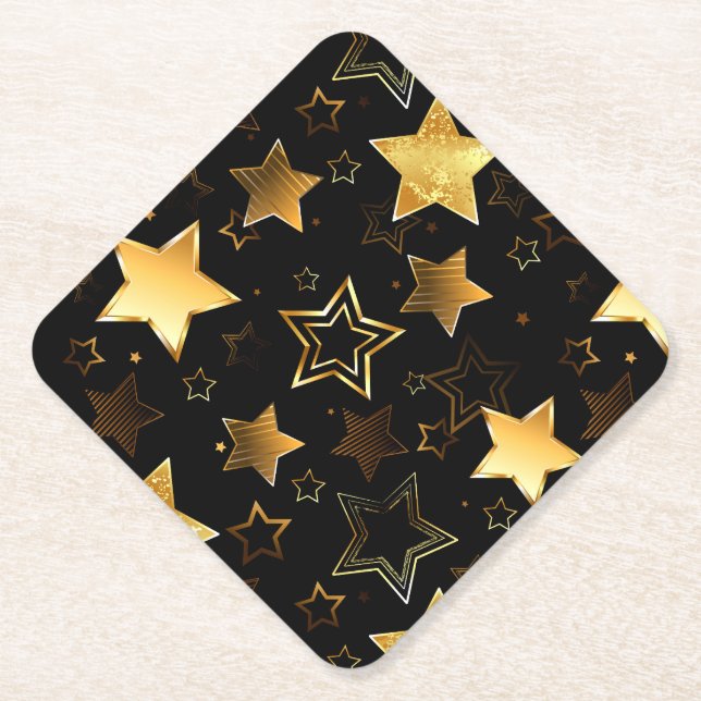 Seamless pattern with Golden Stars Paper Coaster (Front)