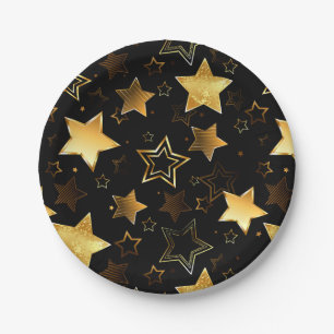 Seamless pattern with Golden Stars Paper Plate