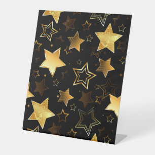 Seamless pattern with Golden Stars Pedestal Sign
