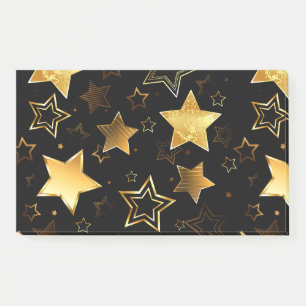 Seamless pattern with Golden Stars Post-it Notes