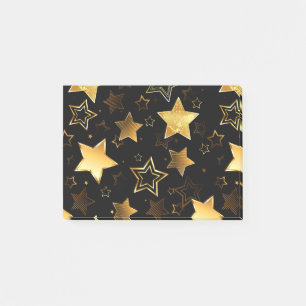Seamless pattern with Golden Stars Post-it Notes