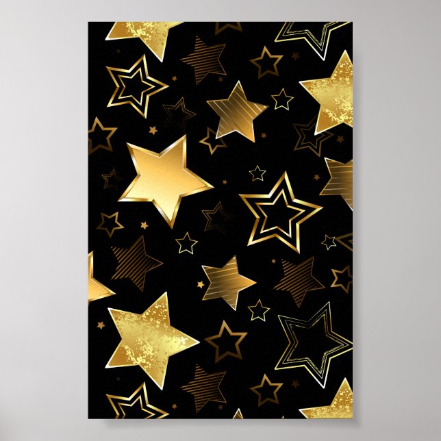 Seamless pattern with Golden Stars Poster (Front)