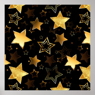 Seamless pattern with Golden Stars Poster