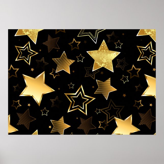 Seamless pattern with Golden Stars Poster (Front)