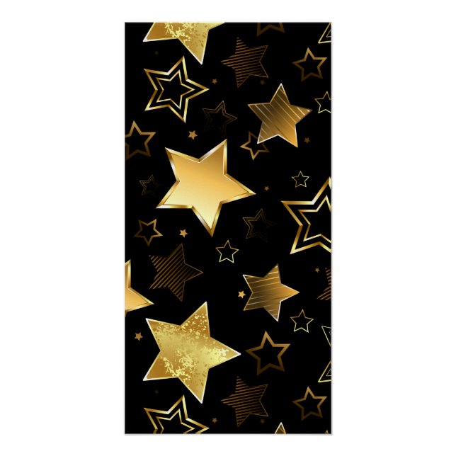 Seamless pattern with Golden Stars Poster (Front)