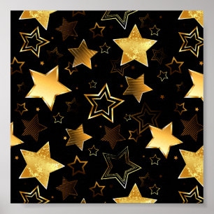 Seamless pattern with Golden Stars Poster