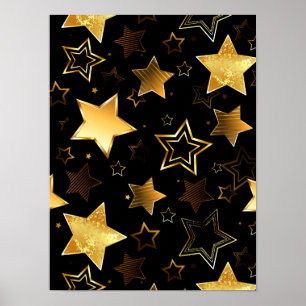 Seamless pattern with Golden Stars Poster