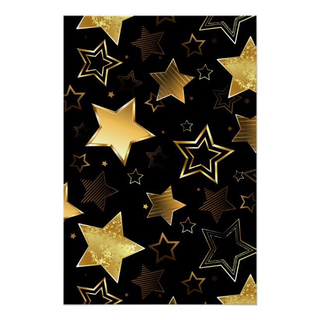 Seamless pattern with Golden Stars Poster (Front)