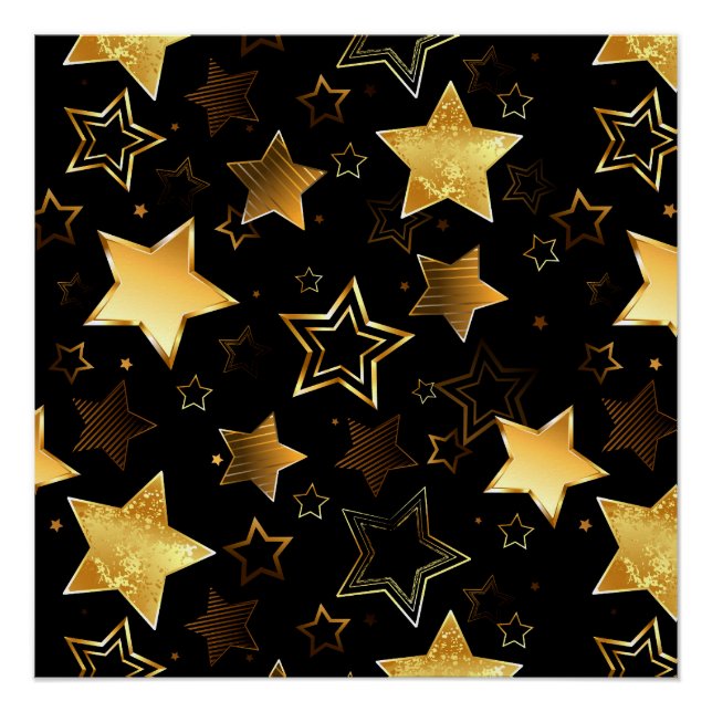 Seamless pattern with Golden Stars Poster (Front)