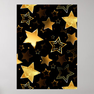 Seamless pattern with Golden Stars Poster