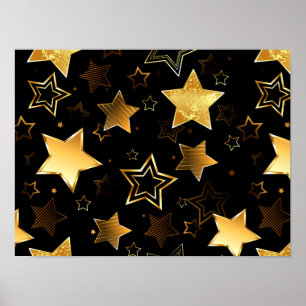 Seamless pattern with Golden Stars Poster