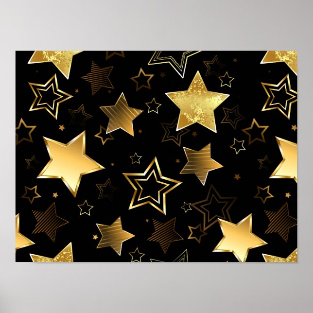 Seamless pattern with Golden Stars Poster (Front)