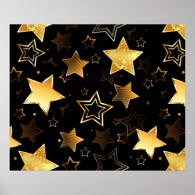 Seamless pattern with Golden Stars Poster (Front)