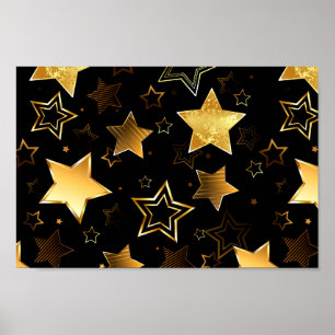 Seamless pattern with Golden Stars Poster