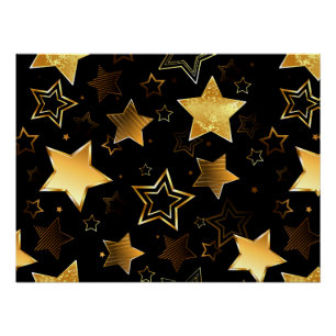 Seamless pattern with Golden Stars Poster