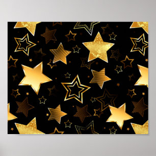 Seamless pattern with Golden Stars Poster