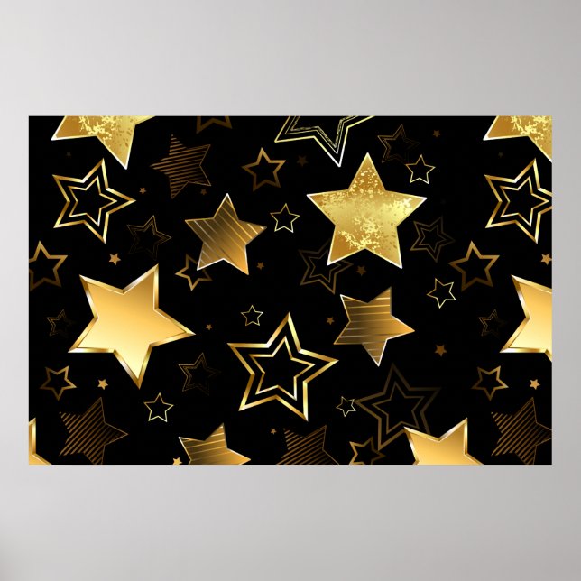 Seamless pattern with Golden Stars Poster (Front)
