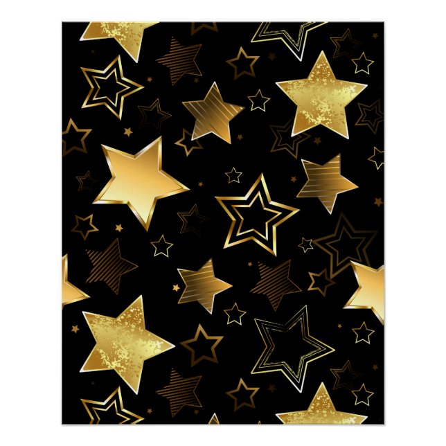 Seamless pattern with Golden Stars Poster (Front)