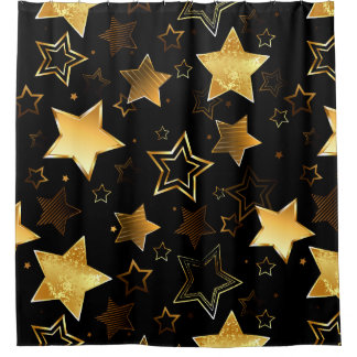 Seamless pattern with Golden Stars Shower Curtain
