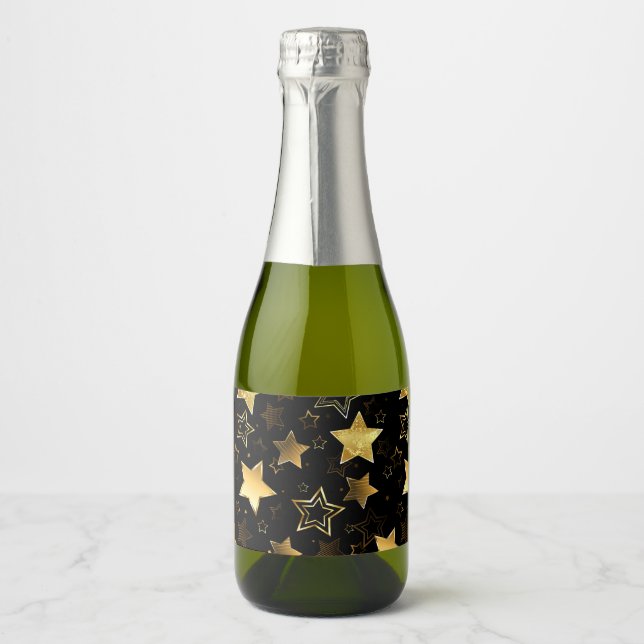 Seamless pattern with Golden Stars Sparkling Wine Label (Front)