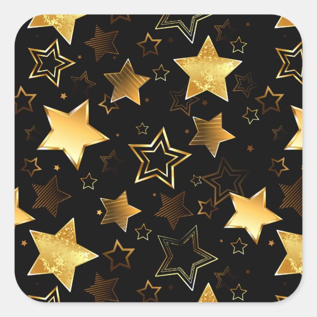 Seamless pattern with Golden Stars Square Sticker (Front)