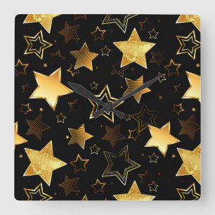 Seamless pattern with Golden Stars Square Wall Clock