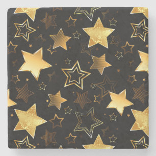 Seamless pattern with Golden Stars Stone Coaster