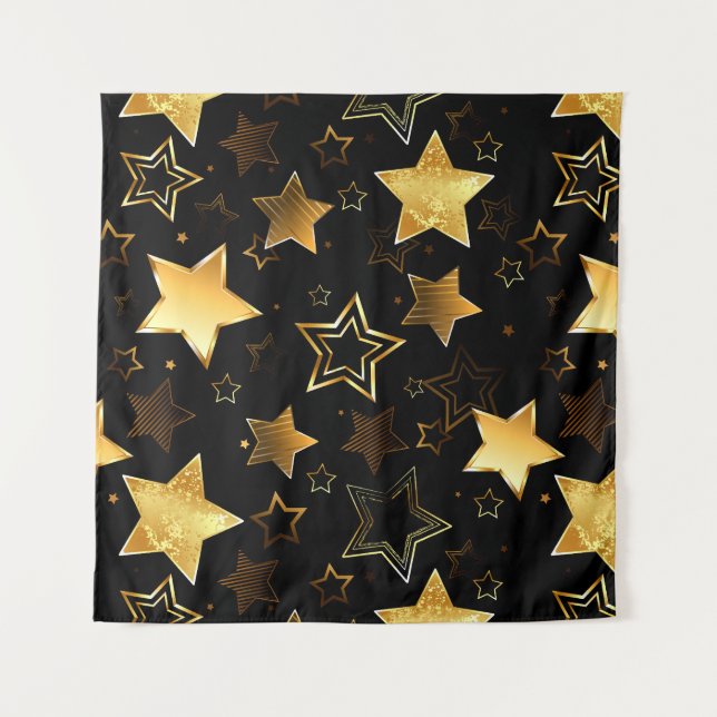 Seamless pattern with Golden Stars Tapestry (Front)
