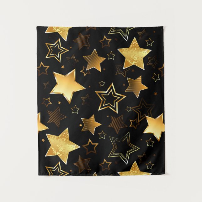 Seamless pattern with Golden Stars Tapestry (Front)